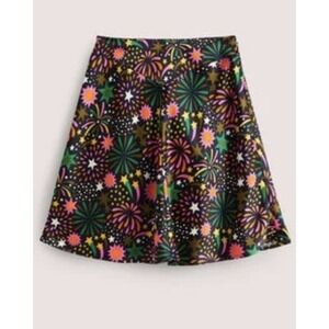 Boden Satin Bias Cut Mini Skirt Size US 8 Uk 12 Boom Multi Firework Whimsical